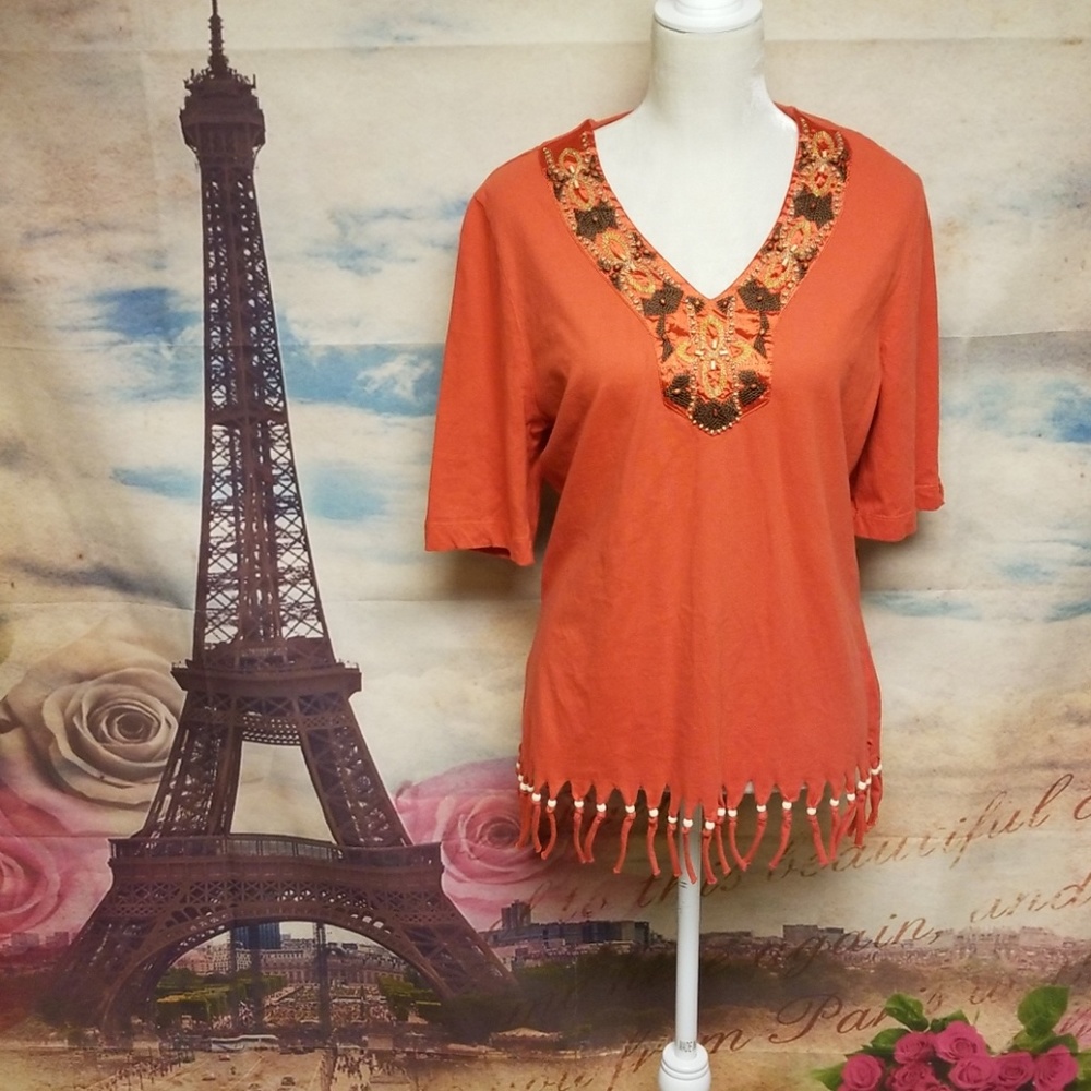 Westbound embroidered and beaded tee